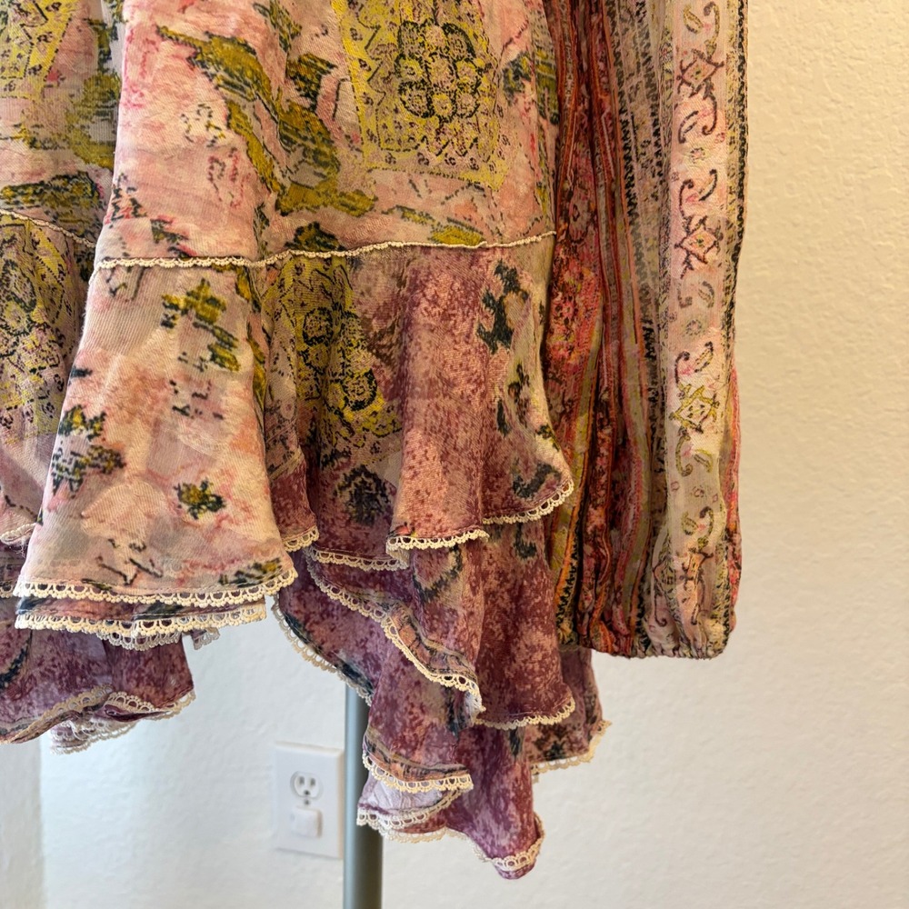 Hemant & Nandita Maya Mini Dress XL Open Back Tiered Ruffle Boho Party Resort - Picture 7 of 16